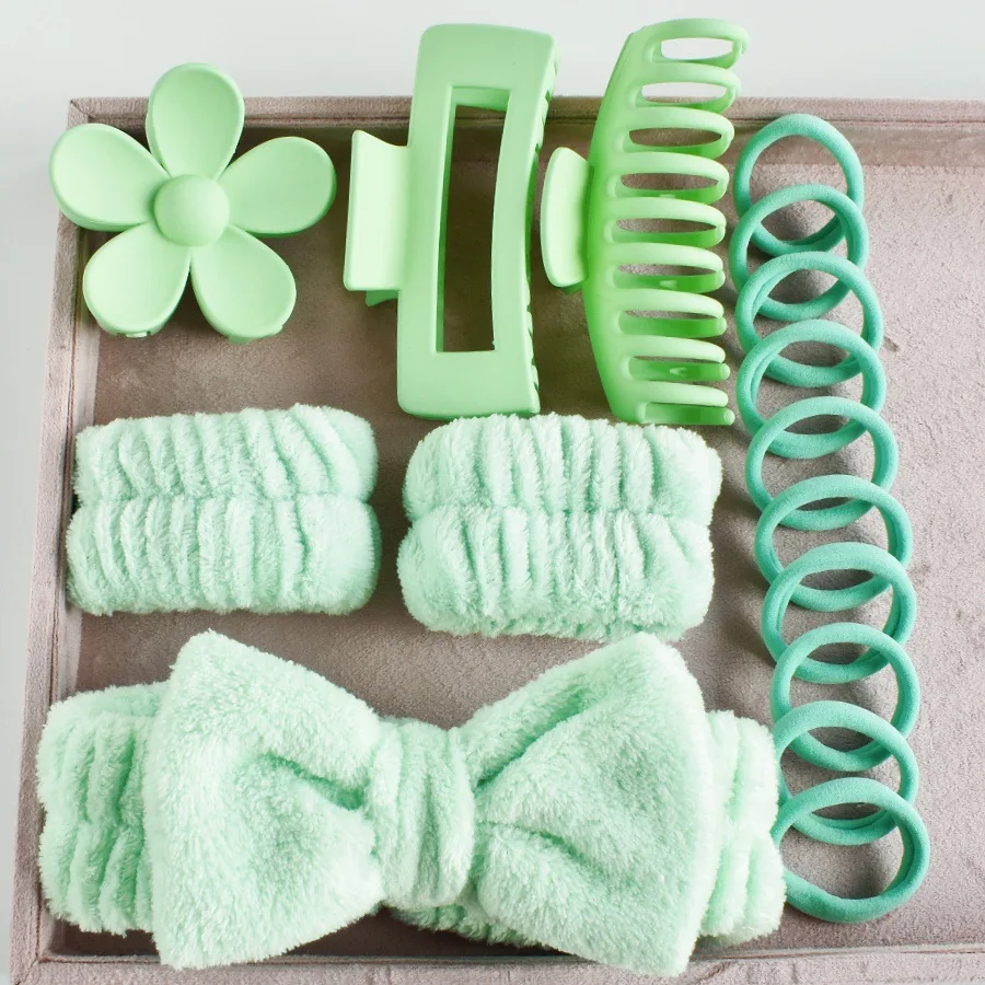 Set di 16 Pezzi: Fascia per Capelli con Fiocco Fermaglio per Capelli Accessori per Donne e Ragazze Set per Cura della Pelle Trucco e Spa Fascia per Lavaggio Viso