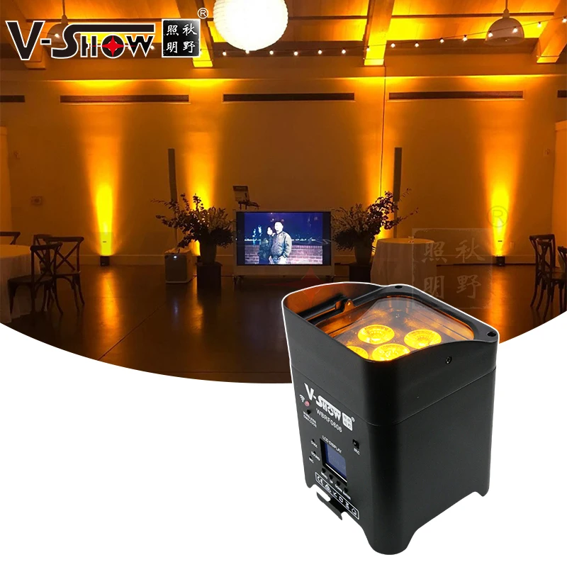 VSHOW WBRF0606 Set di 6 Luci LED per Feste DJ con Custodia 6x18W RGBWA 6in1 Batteria Wireless DMX Wifi Telecomando Faro LED Par