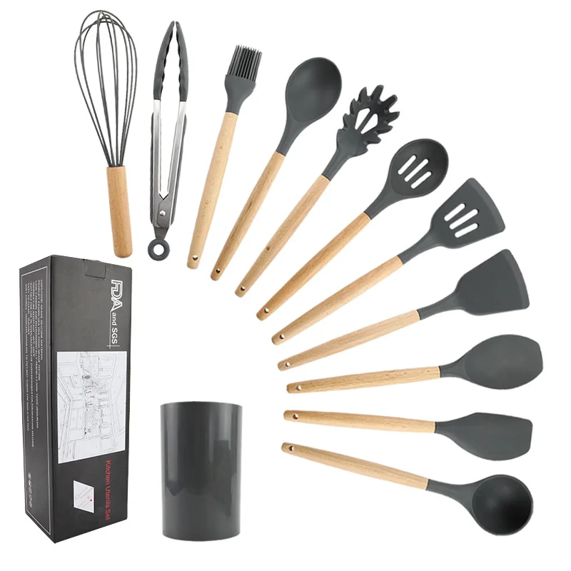 11 pz moderni utensili da cucina in Silicone per uso alimentare 2025 utensili da cucina Set all'ingrosso da cucina Set antiaderente utensili da cucina