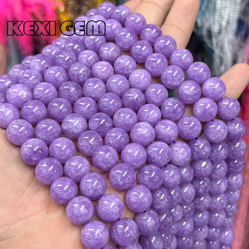 Perline di calcedonio viola di colore Kunzite migliorate all'ingrosso 6mm 8mm 10mm 12mm perline di pietra di calcedonio viola sciolte rotonde lisce