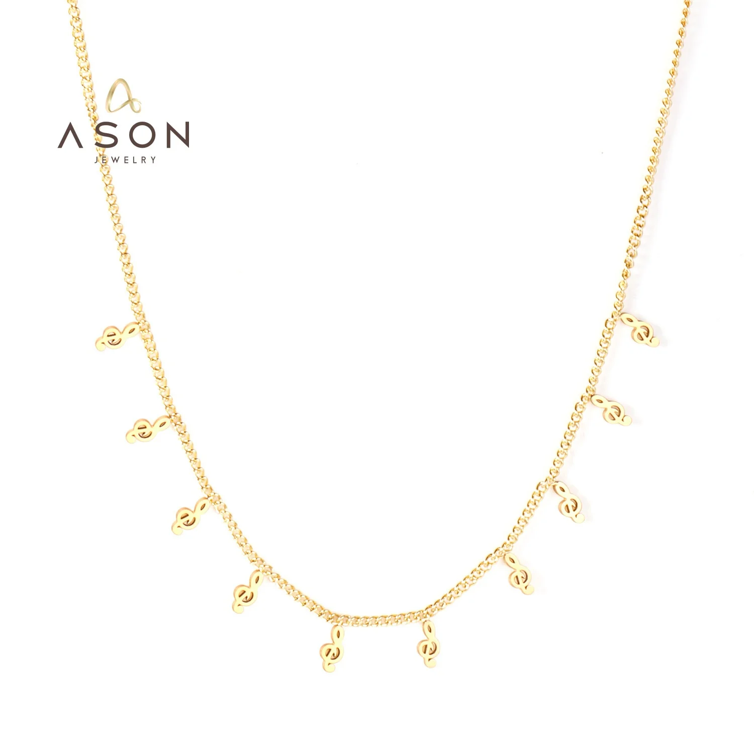 Ason gioielli moda 18k PVD placcato oro catena musica nota Charm collana in acciaio inox tendenza ciondolo collana per donna