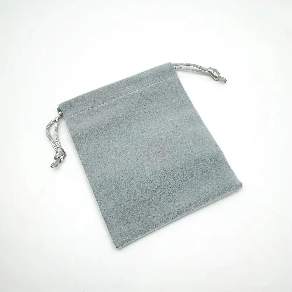 Sacchetto in Velluto con Coulisse per Gioielli all'Ingrosso Semplice Sacchetto Grigio con Coulisse Sacchetto Antipolvere Sacchetto Porta Gioielli