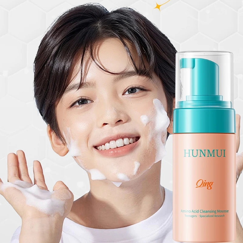 HUNMUI delicata pulizia profonda 100ml schiumogeno per il viso per adolescenti aminoacidi detergente per il viso per Mousse olio controllo Stock di fabbrica