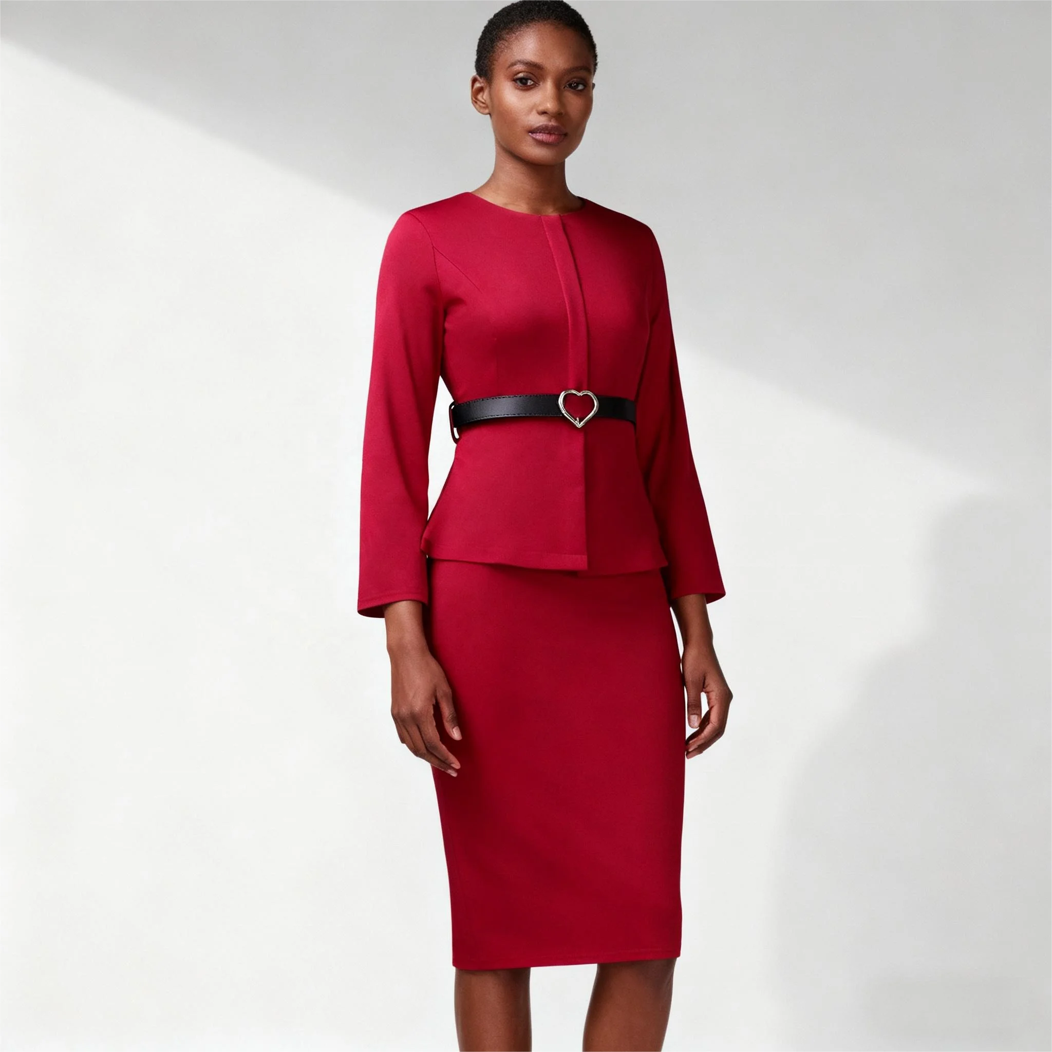 Abiti autunnali alla moda da donna Casual eleganti a maniche lunghe abiti da ufficio da donna formale stile africano lavoro con cintura