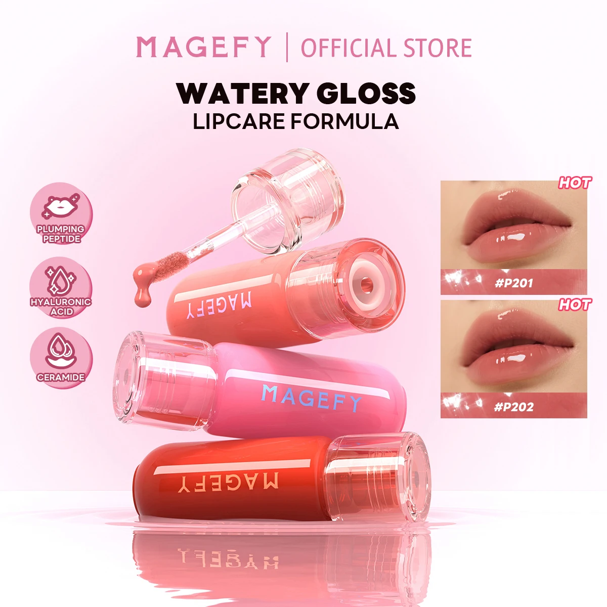 MAGEFY Rossetto Liquido Lucido Gloss Labbra Idratante Tinta Labbra Trasparente Essenza Labbra Acquosa Olio Labbra Idratante Non Appiccicoso