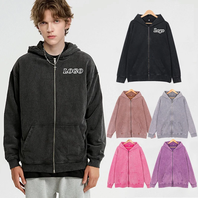 Felpa con cappuccio con cerniera con Logo personalizzato con cappuccio e felpe da uomo oversize 400 Gsm con cappuccio e felpe da uomo