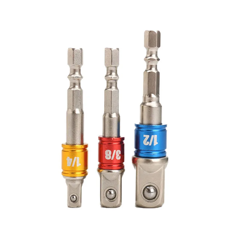 3 pezzi adattatore presa trapano impatto punte di estensione a barra adattatore 1/4 "3/8" 1/2 "a gambo quadrato punta da trapano