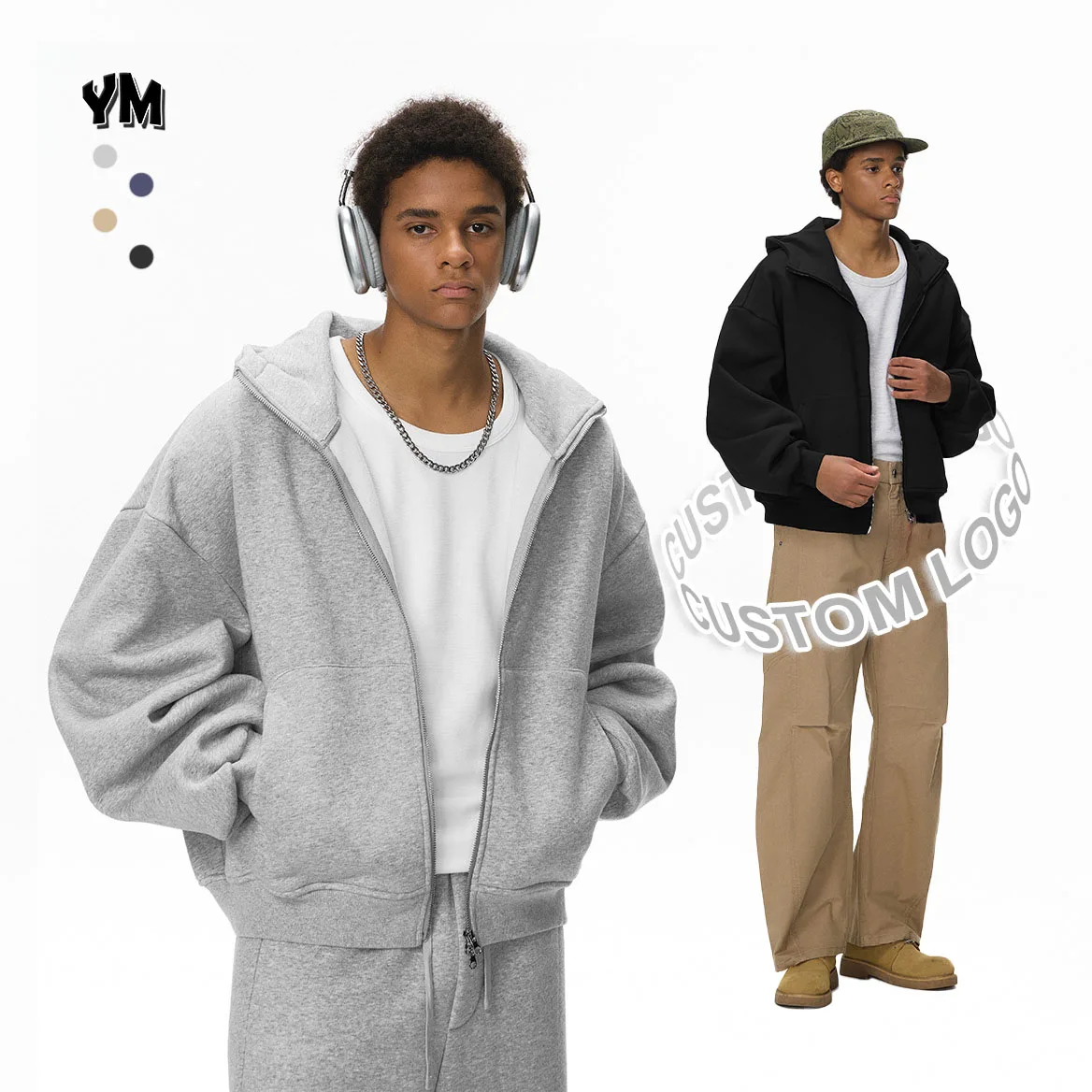 Felpe con cappuccio con cerniera invernale all'ingrosso da uomo felpe con cappuccio personalizzate in bianco autunno inverno felpa con cappuccio semplice