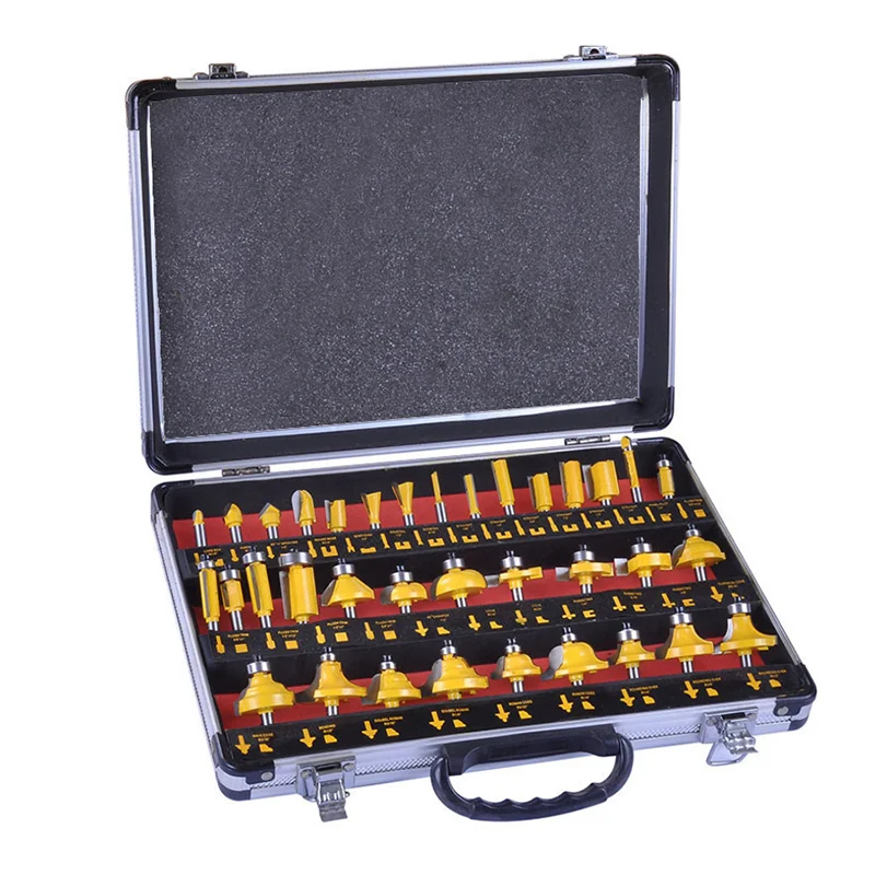 Set 35 pezzi di fresa per la lavorazione del legno con 6mm 8mm 1/2 1/4 pollici con gambo carpenteria legno per mobili Kit di punte per Router