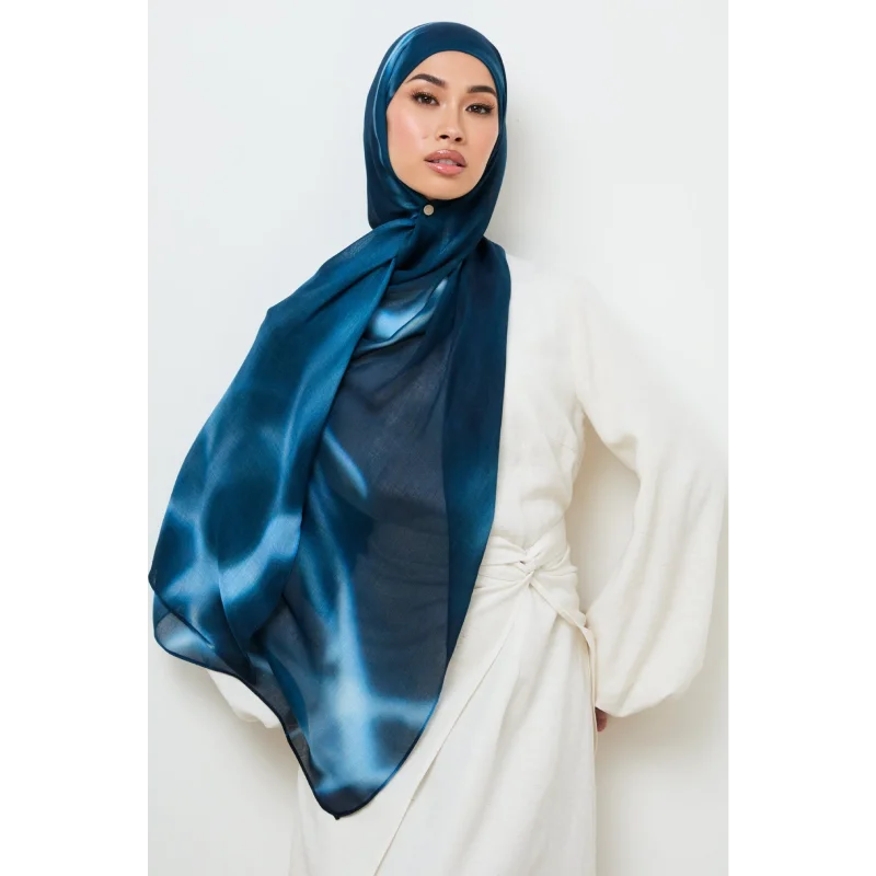 FRC raso Chiffon stampa Hijab donna sciarpa musulmana stampata Hijab scialle modestia da donna morbida Chiffon Shimmer seta Hijab
