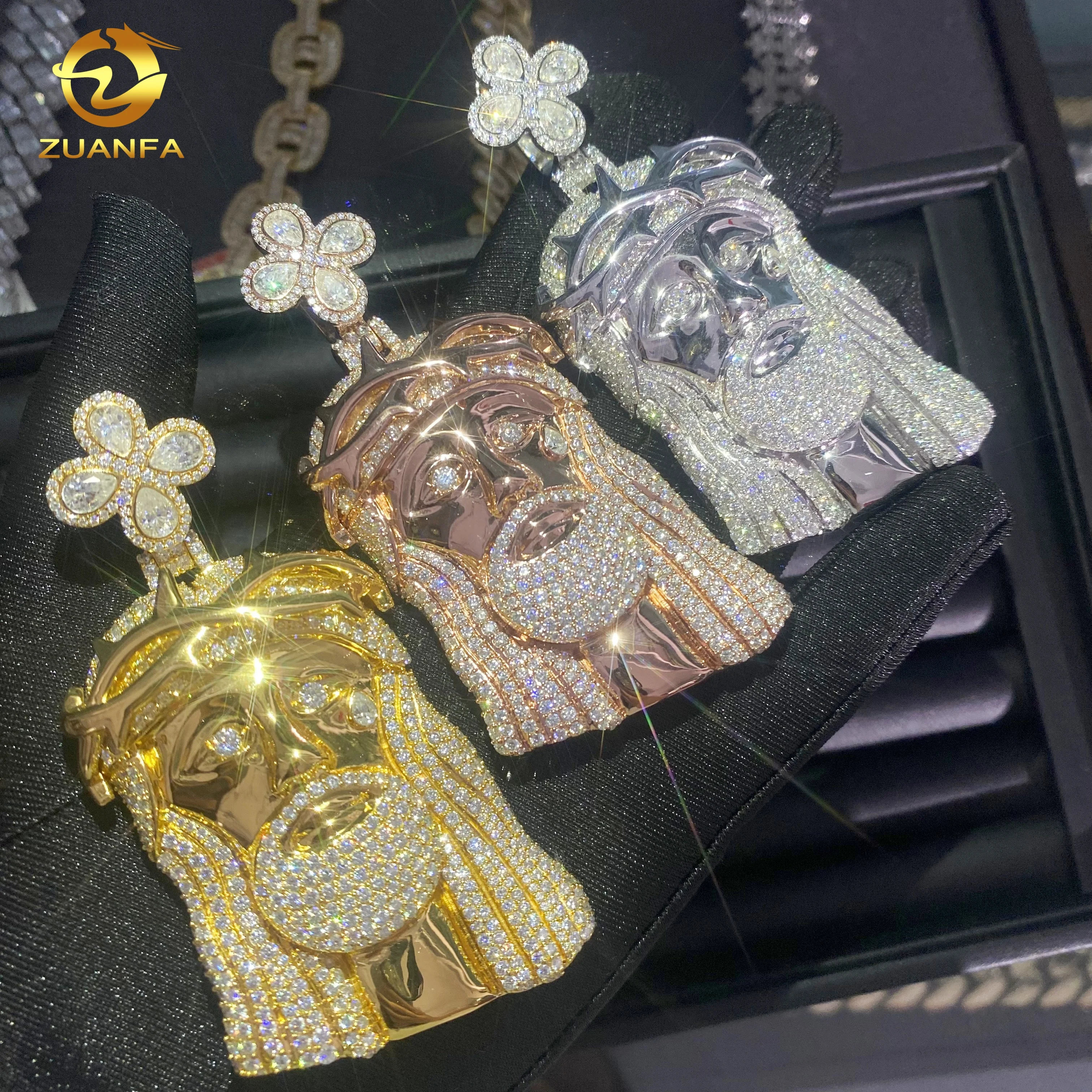 Nuovo Design solido retro Hip Hop gioiello Moissanite personalizzato ghiacciato fuori ciondolo in argento 925 VVS D Moissanite ciondolo con diamanti