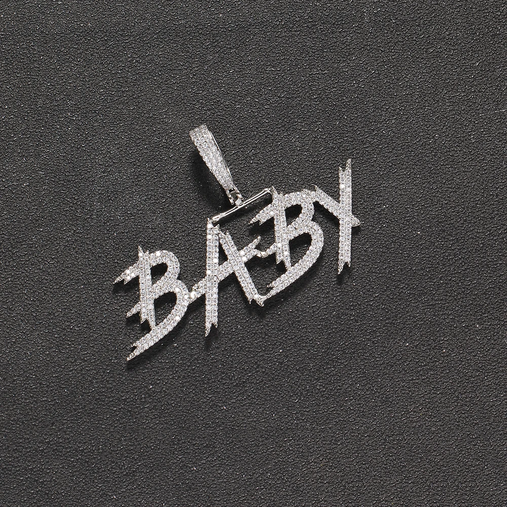 CP021 lettere con nome personalizzato in ottone con cornice CZ corona ciondolo ghiacciato AAA zircone Hip Hop uomo collana regalo gioielli