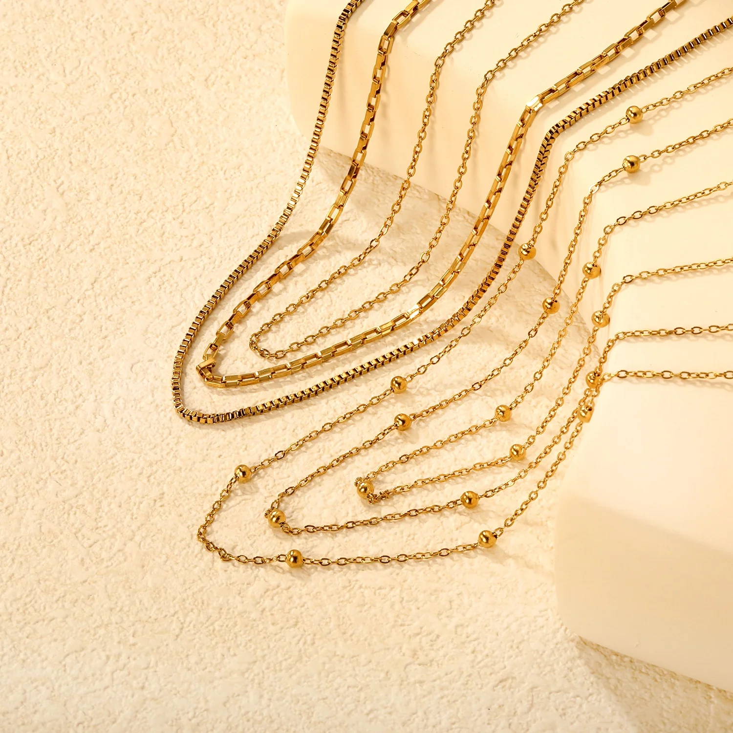 Collana in acciaio inox placcato oro 18K moda Non appannata impermeabile alla moda tre strati maglia collana a catena gioielli per le donne