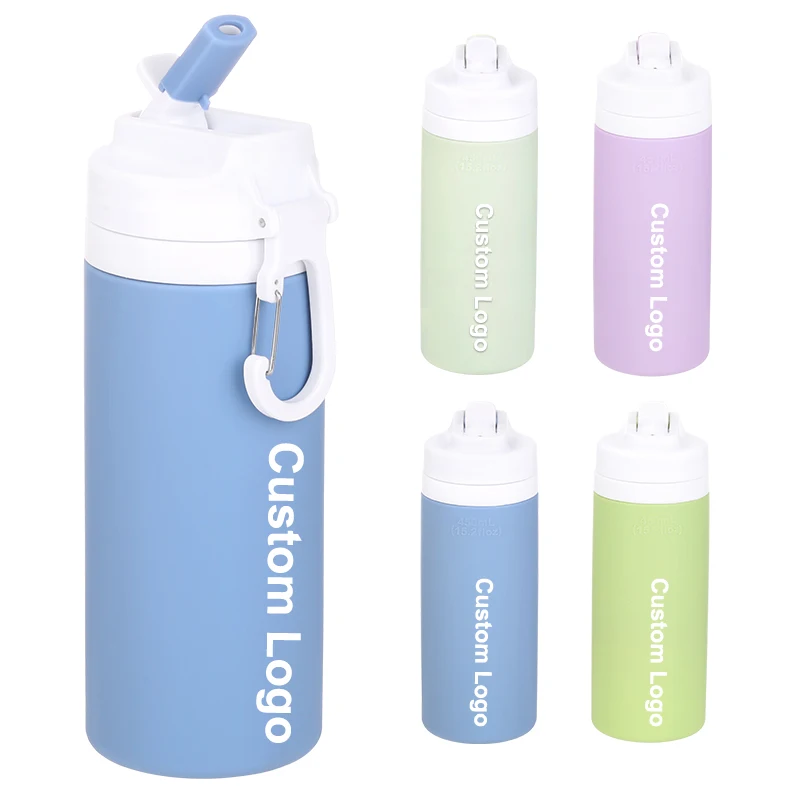 Logo personalizzato sport da viaggio 450Ml bottiglia da bere palestra morbida portatile scuola riutilizzabile bottiglia d'acqua in Silicone bottiglia d'acqua