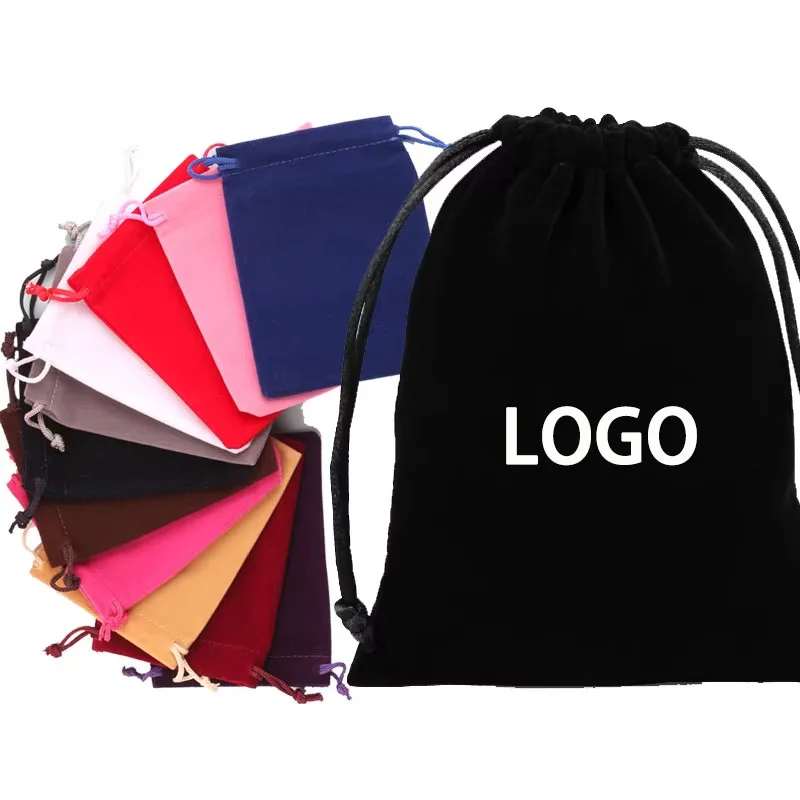 Sacchetto di velluto con Logo personalizzato sacchetto di velluto scamosciato con coulisse sacchetto per orologio sacchetto regalo per feste di profumo sacchetto piccolo per imballaggio di accessori