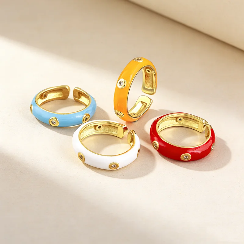 QIKU moda stile Boho smalto gocciolante colori olio caramella apertura regolabile anello di alta qualità gioielli ragazza donna regalo amicizia