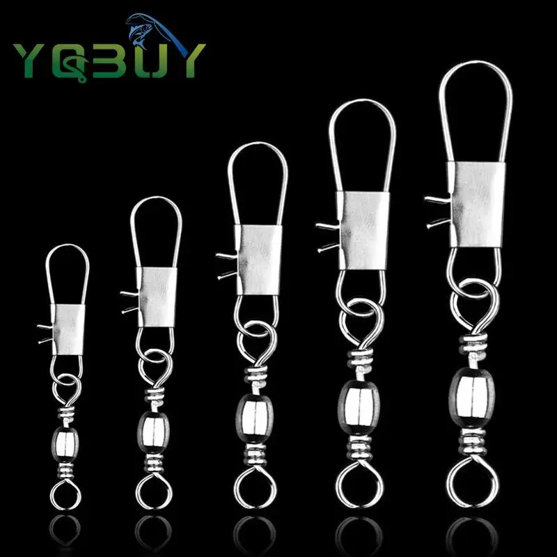 50 pezzi connettore pesca perno pesca rotolamento canna cuscinetto a sfera girevole con connettore a scatto di sicurezza accessori da pesca