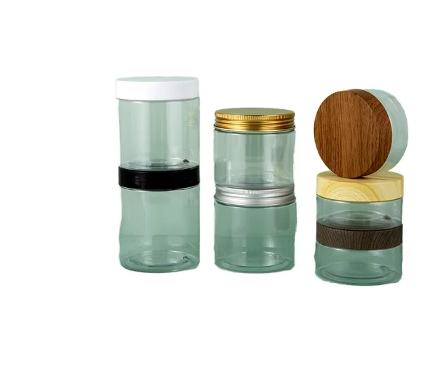 50ml 80ml 100ml 120ml 150ml 200ml 250ml 500ml 8 Oz Ps vasetti di crema cosmetica trasparente per animali domestici contenitore di plastica per lo Scrub per il corpo con coperchi neri