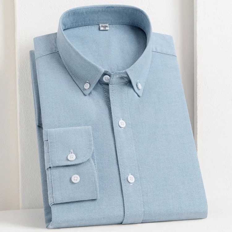 Nuova camicia da uomo in cotone Oxford camicia a maniche lunghe da uomo di mezza età