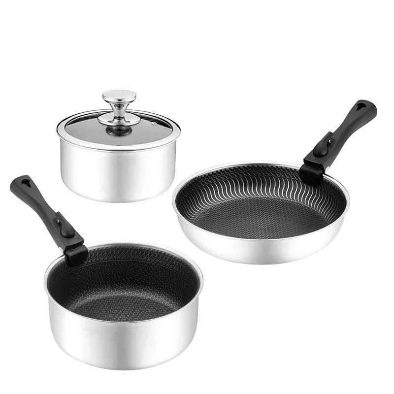 Set di pentole a zolle ibride esagonali W/coperchi 5 pezzi Set di pentole in acciaio inossidabile da cucina a nido d'ape in acciaio inossidabile a 3 strati