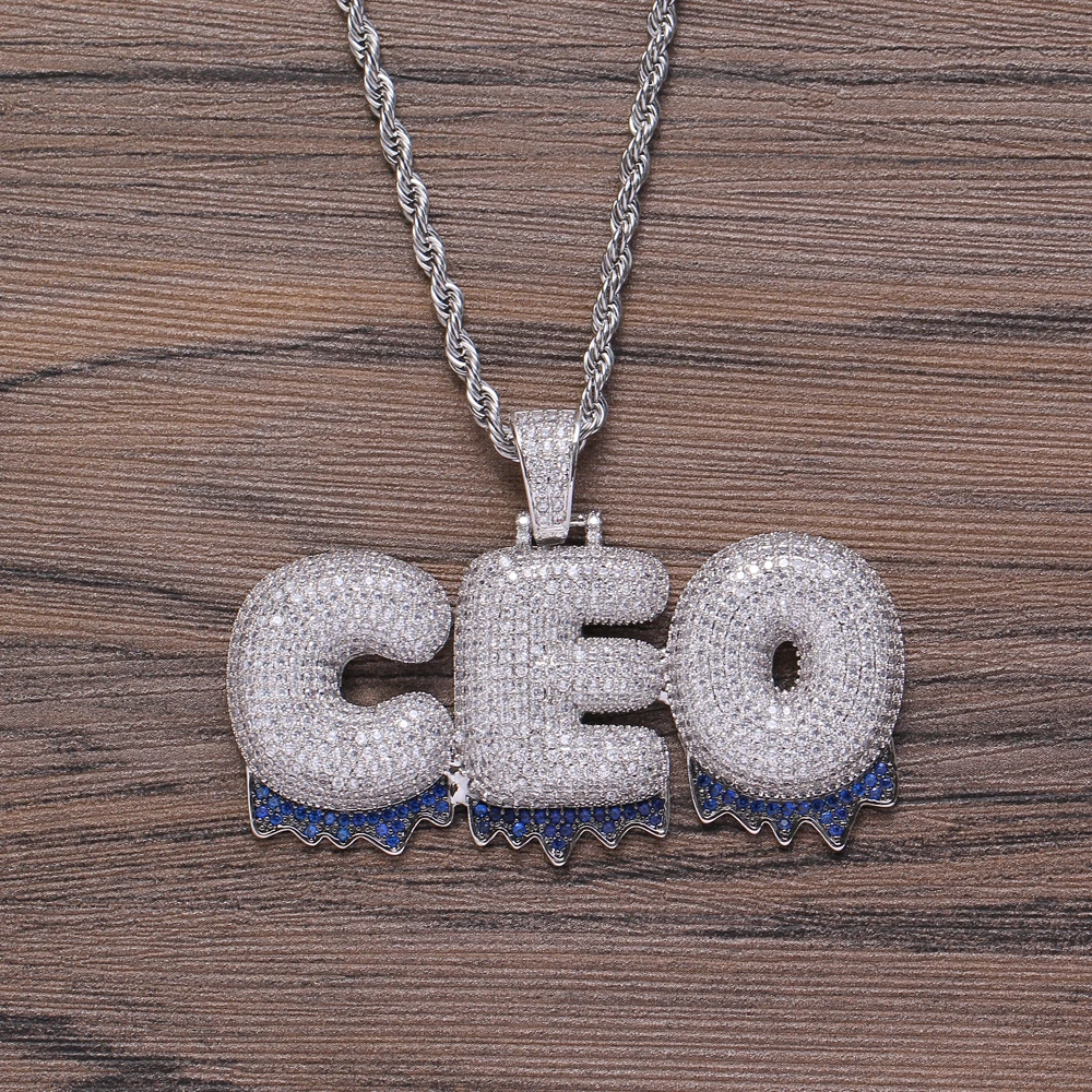 CP06 lettere con nome personalizzato in ottone con cornice CZ corona ciondolo ghiacciato AAA zircone Hip Hop uomo collana gioielli regalo
