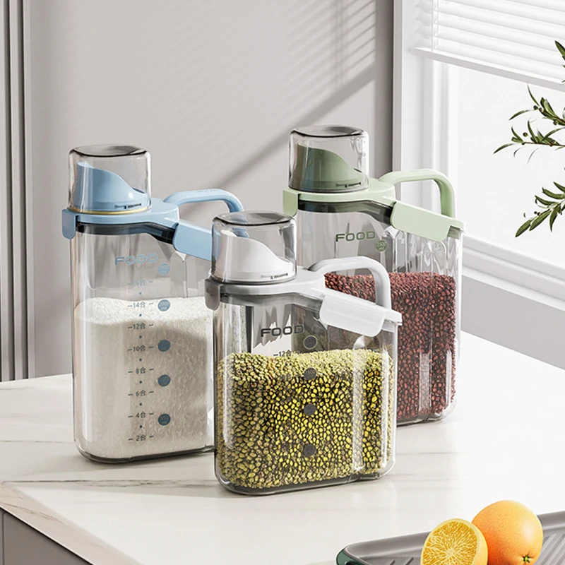 Dispenser per contenitori per cereali da 2 litri per contenitori per cereali con Design ermetico in plastica senza BPA beccuccio per versare cuociriso da 2KG