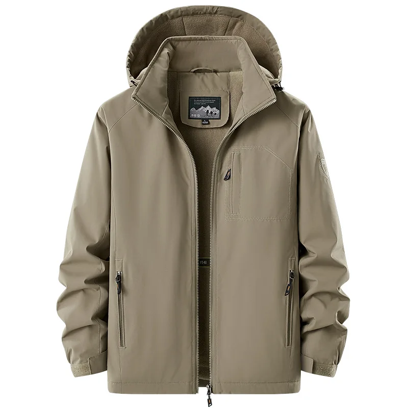 Herren Fleece-gefütterte Bomberjacke Herbst Winter Verdickte Warme Baumwolle Übergröße Outdoor Windbreaker Wasserdichte Arbeitskleidung