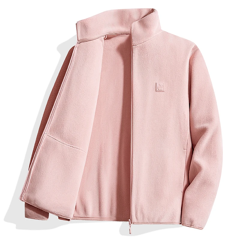 Ollie Damen Verdickte Atmungsaktive Fleecejacke Polyester Herbst Winter Warme Fleece-Gefütterte Stehkragen-Reißverschluss-Freizeitjacke