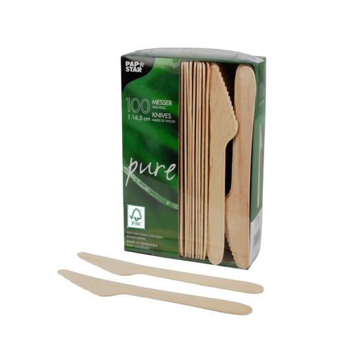PAPSTAR 1000 Messer, Holz "pure" 16,5 cm Image