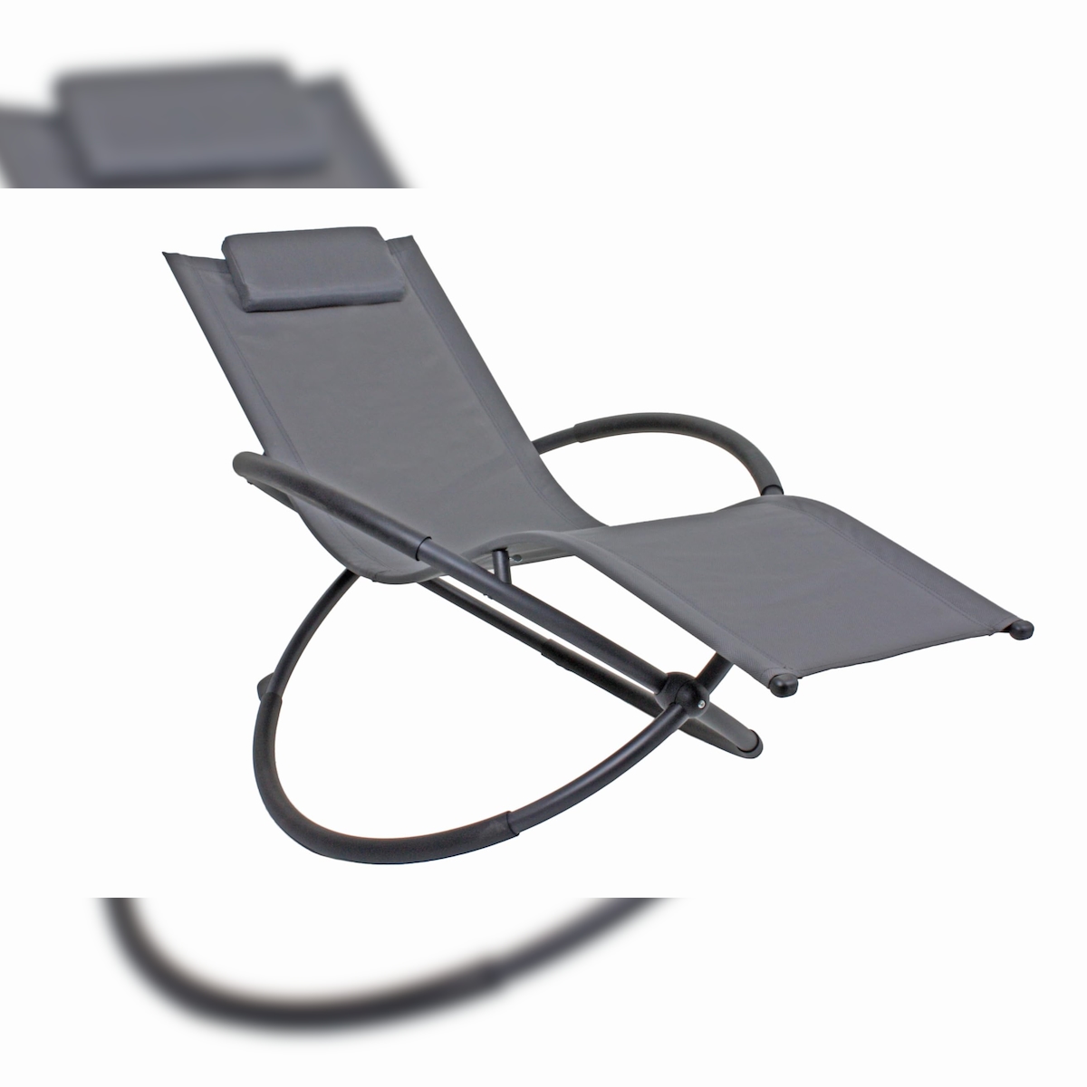 DELUKE Schaukelliege AMIRA Stahl Grau Kunststoff Sonnenliege Relaxliege Gartenliege Image