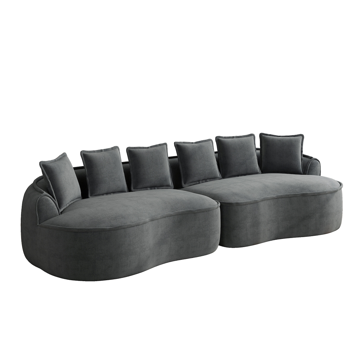 Merax Chenille 4-Sitzer Sofa, modulares Cloud Sofa ohne Rahmen, extra tiefe Sitzfläche & extra groß, inkl. Kissen, Grau Image