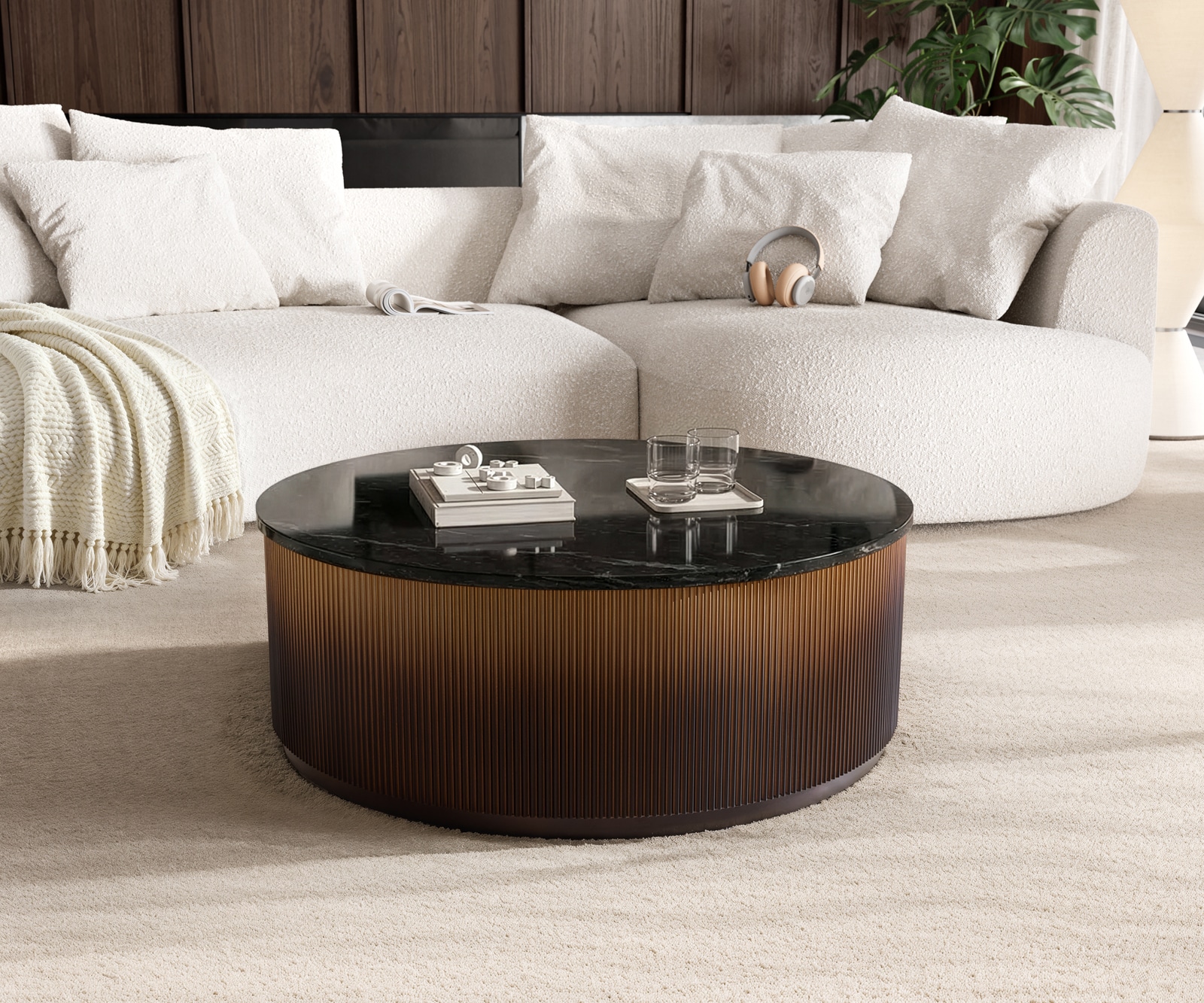 DELIFE Couchtisch Fiorano 90x90 cm Marmor Schwarz Silber Metall Gold Ombre, Couchtische Image