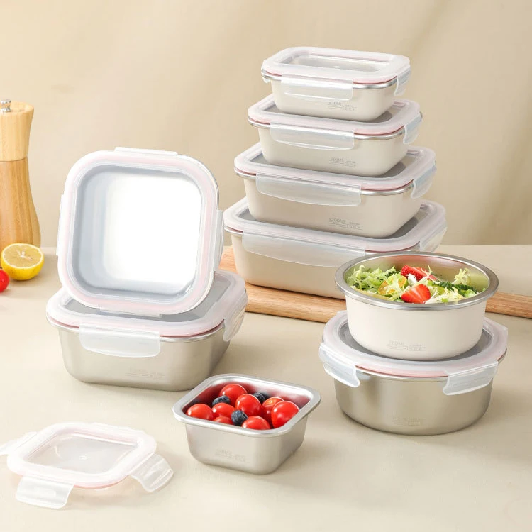 Contenitore Bento in Acciaio Inox 304 Stile Giapponese Resistente Adatto al Microonde Ermetico Impilabile con Scomparti Sicuro per Alimenti Senza BPA per Lavoro
