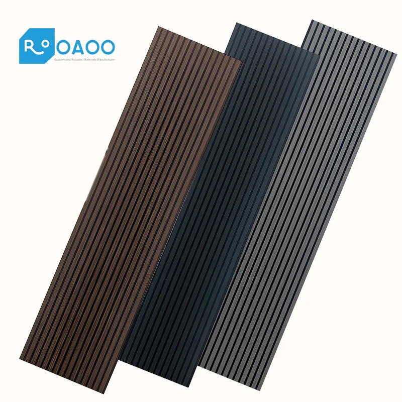Pannelli Acustici in Legno di Noce Americano di Lusso Moderni Pannelli a Doghe Scure Akupanel 2400*600mm Pannelli Acustici a Strisce di Grandi Dimensioni