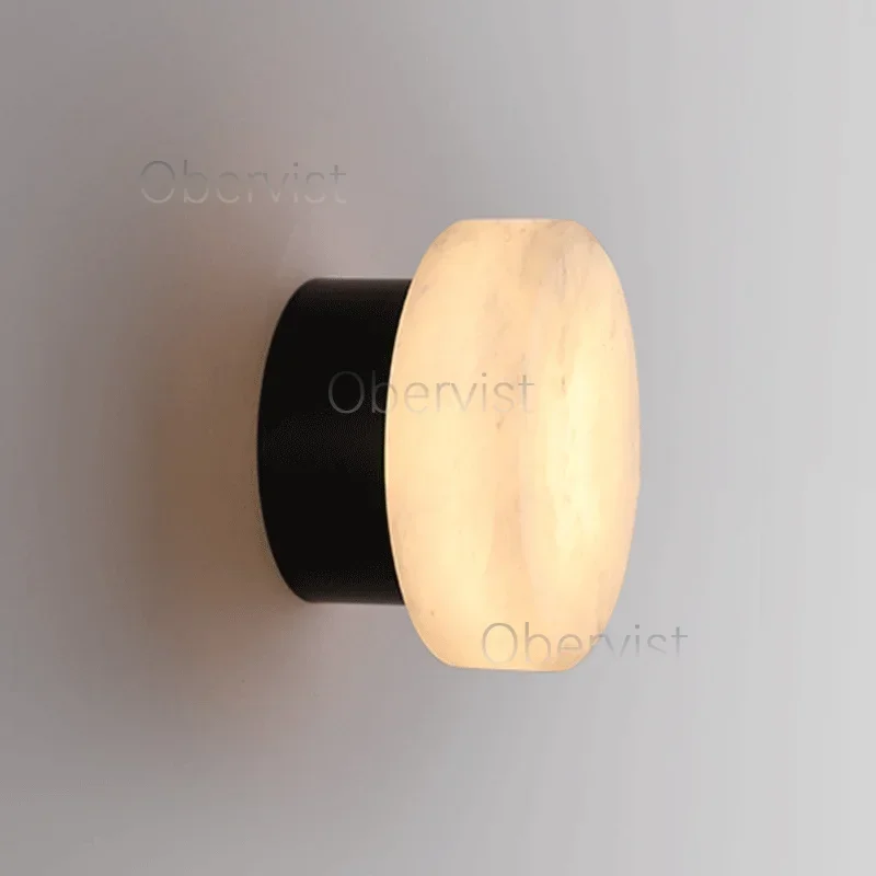 Lampe murale en marbre naturel espagnol, lampe de fond de télévision, lampe tout en cuivre, lumière de luxe créative, lampe d'art pour hôtel, chambre à coucher, lampe de chevet