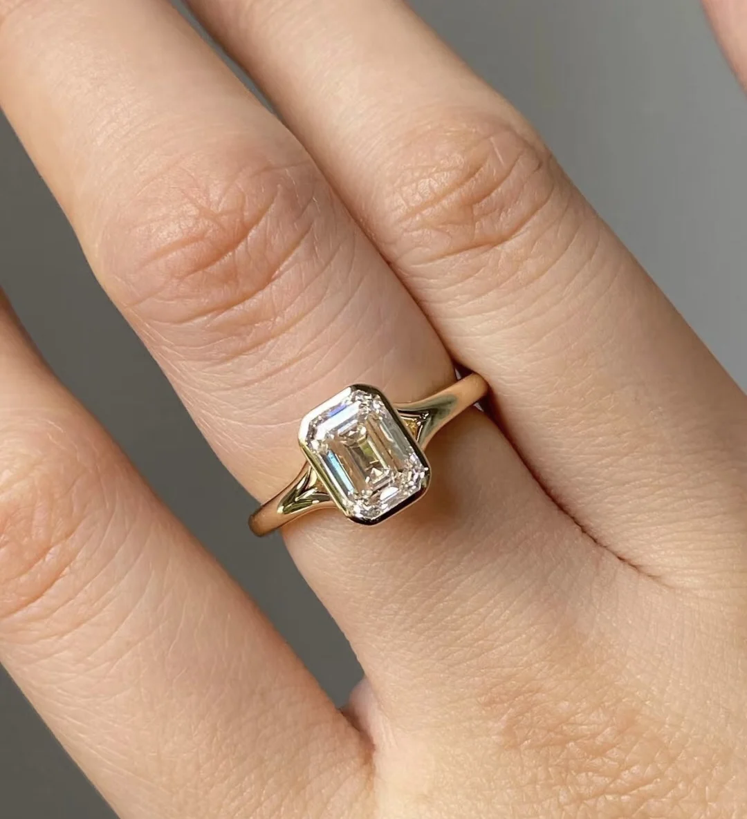 Anster gioielli gigi Lab anello di diamanti 2.0ct taglio smeraldo DEF VVS diamante oro 18k anello di fidanzamento matrimonio classico regalo