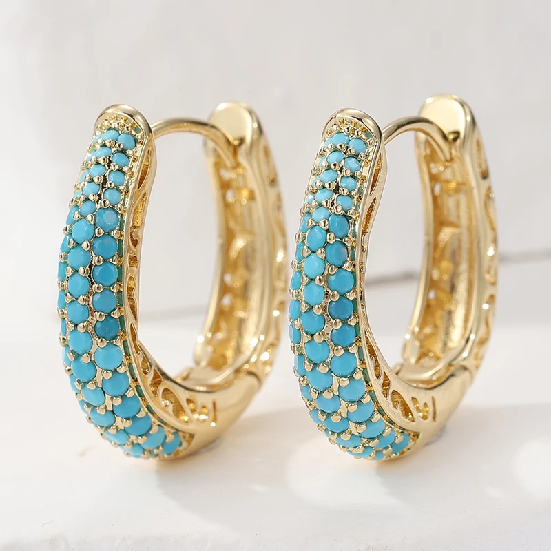 Klassische Runde Kleine Creolen für Damen mit Blauem Zirkon, Minimalistischer Punk-Knorpel-Piercing-Schmuck, Geschenke Image