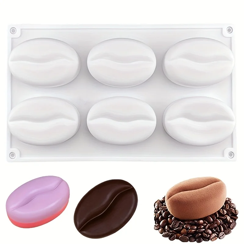1 Stück Kaffeebohnenform – antihaftbeschichtete, leicht zu lösende und lebensmittelechte Silikon-Backform für Schokolade, Süßigkeiten, Cupcakes, Kekse Image