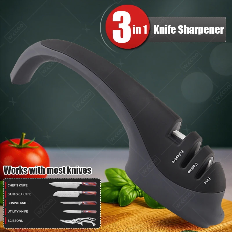 WXCOO Handmesser-Schärfer Professioneller Messerschärfer mit Grob- und Fein-Schleifstufen für Stumpfe Klingen Handliches Messerschärfwerkzeug Image