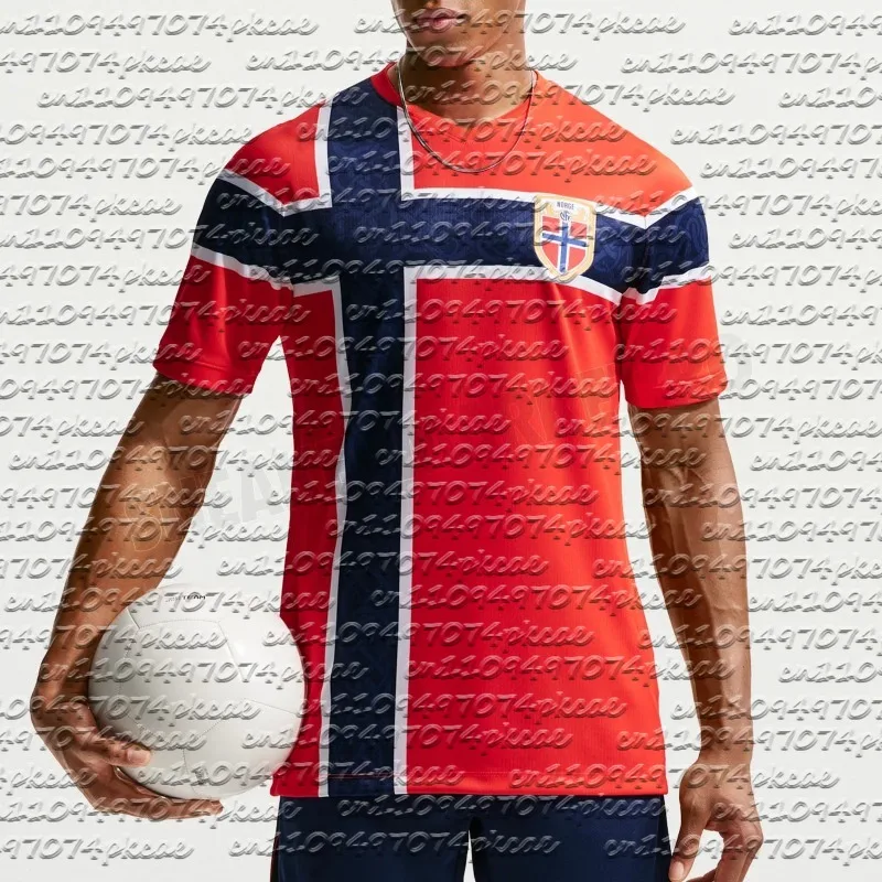 Nouveau Maillot Domicile Équipe Norvège 2026 Compétition Mondiale T-Shirt Homme Supporter de Football Séchage Rapide et Respirant Vêtement de Sport