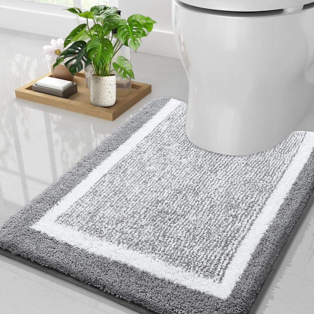 Tapis de salle de bain en microfibre moelleuse 50x60cm, tapis de bain en forme de U, super absorbant, séchage rapide, antidérapant, tapis de salle de bain doux