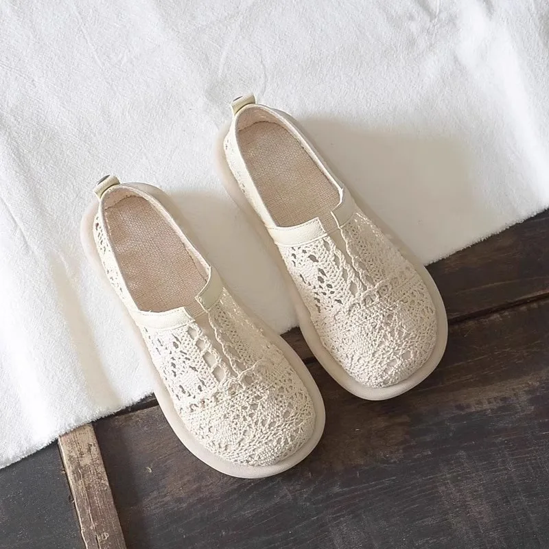 Mode Baotou frauen Schuhe 2024New Sommer Hohl Atmungsaktive Mesh Damen Schuhe Literarischen Retro Flache Schuhe frauen Sandalen Schuhe