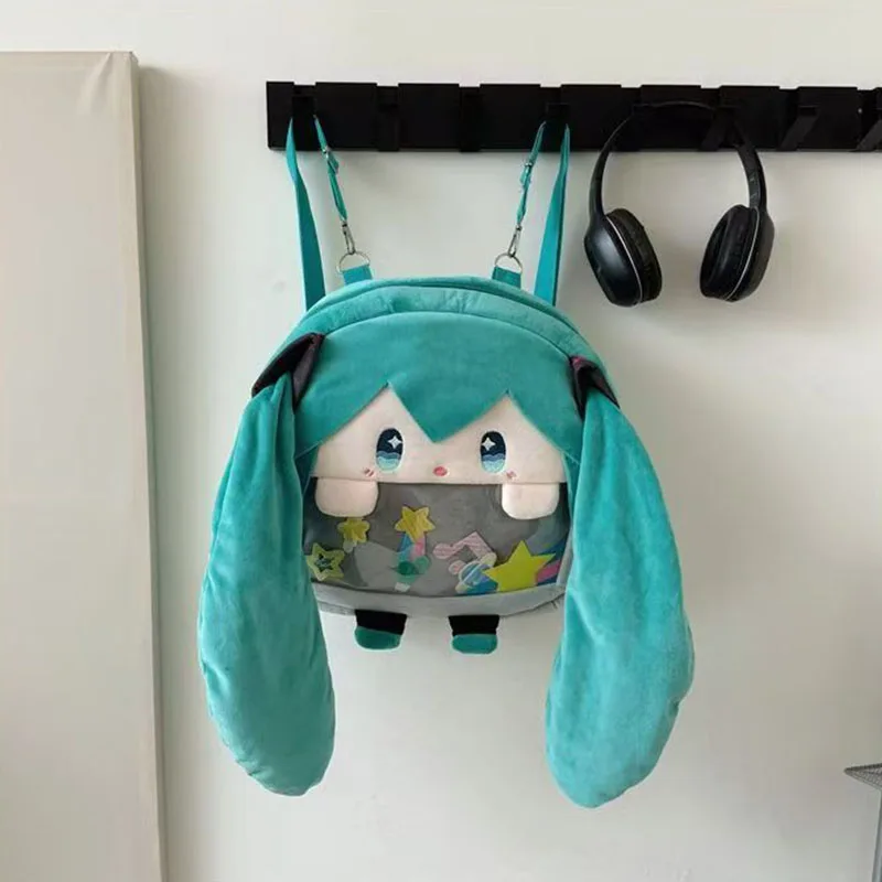 Adorabile Zaino in Peluche Hatsune Miku, Kawaii Itabag, Borsa a Tracolla Morbida Anime, Zaino Cartoon per Uso Quotidiano e Regalo per Fan