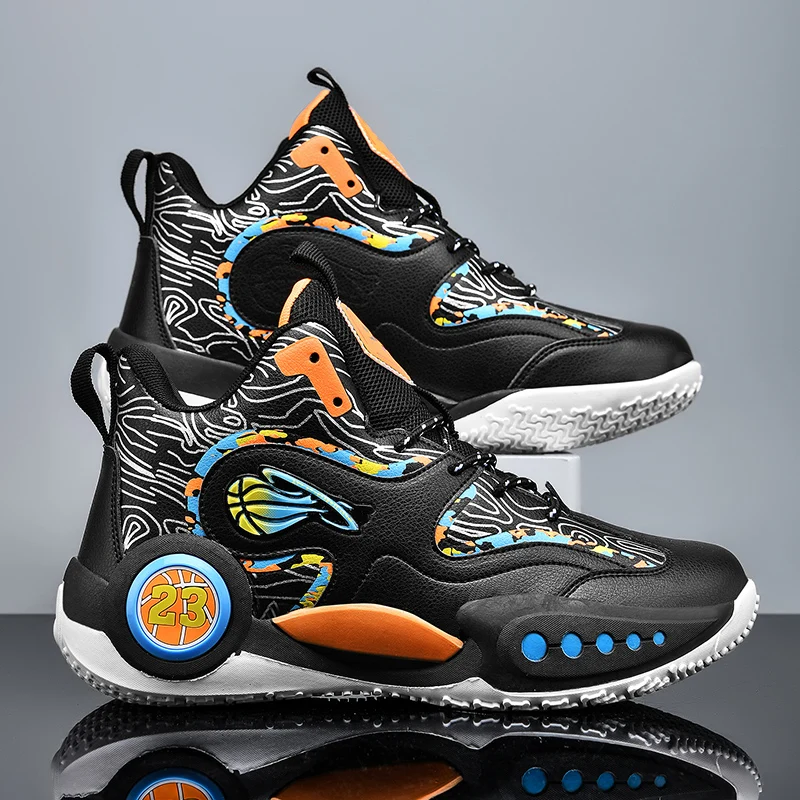Scarpe da basket da uomo Ammortizzazione traspirante Scarpe da corsa indossabili antiscivolo Allenamento in palestra Scarpe da ginnastica da basket atletiche per uomo