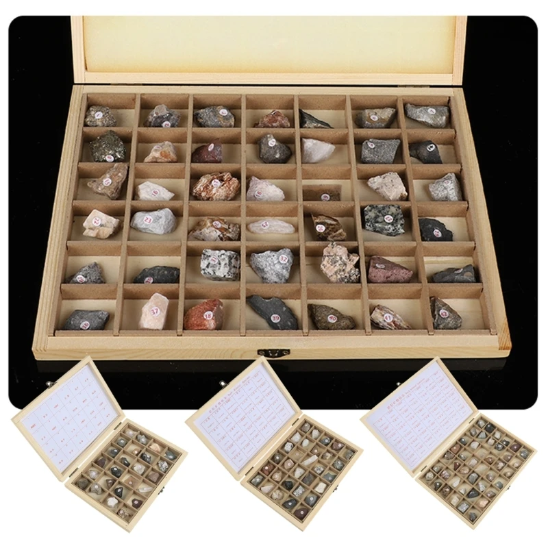 Pädagogisches Geologie-Werkzeugset, Erzgesteinsproben in Holzkiste für Kinder und Jugendliche, Wissenschaftslernen, A2UB Image