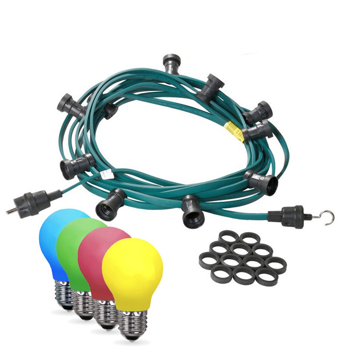 Illu- Party Garten Außenlichterkette 30m grün 30x bunte LED Tropfenlampen Image