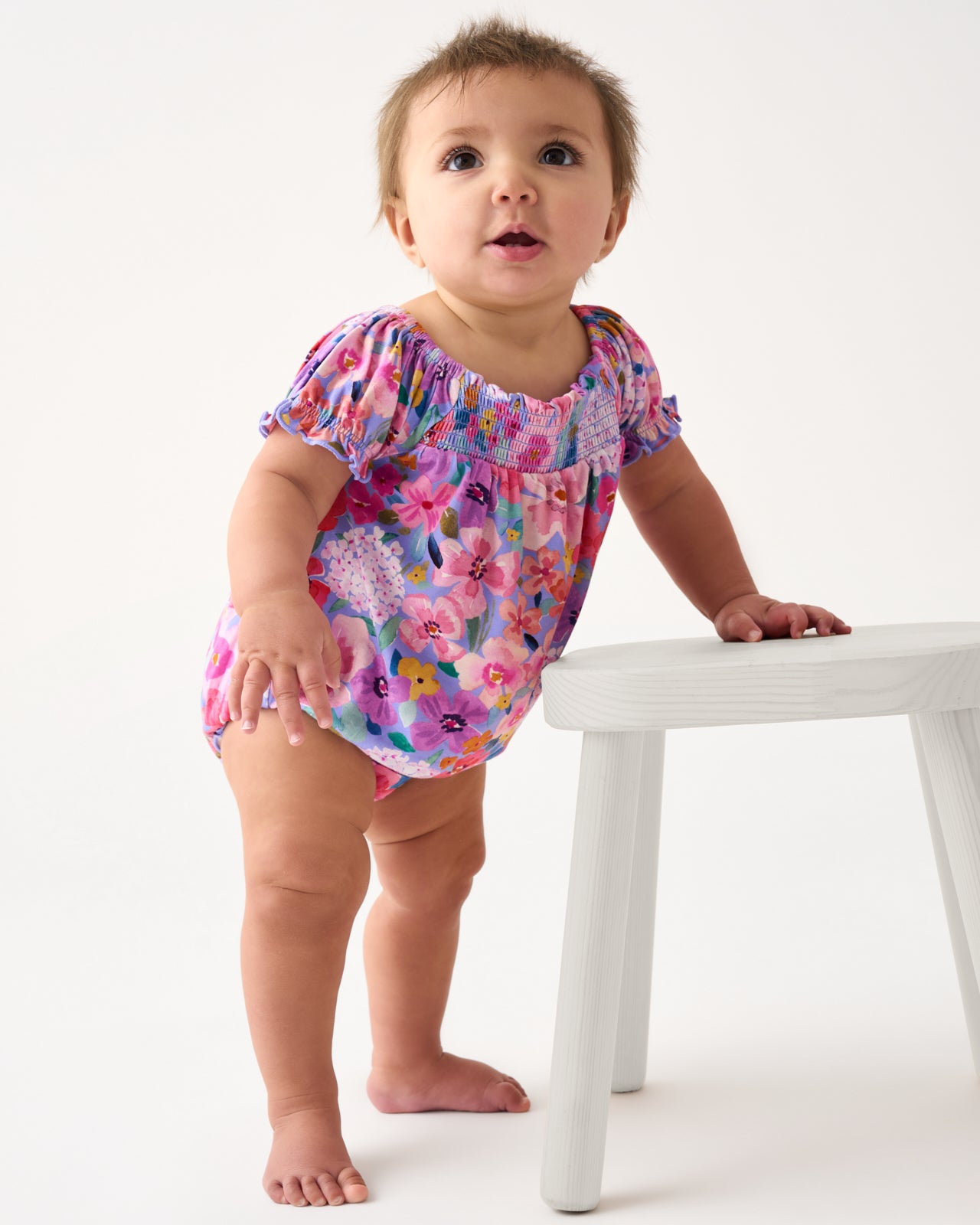 Sweet Sprigs Smocked Bamboo Baby Bubble Romper - 6-12 months
