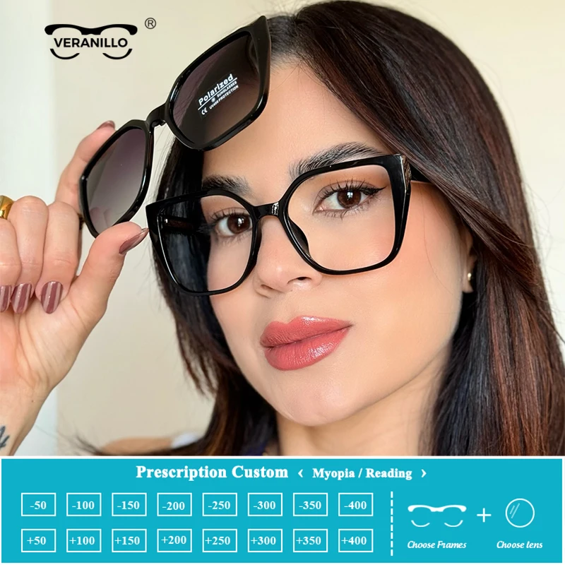 Occhiali miopia anti luce blu Uomo Donna 2 in 1 Clip magnetica su occhiali da sole polarizzati TR90 Montature per occhiali ottici personalizzate