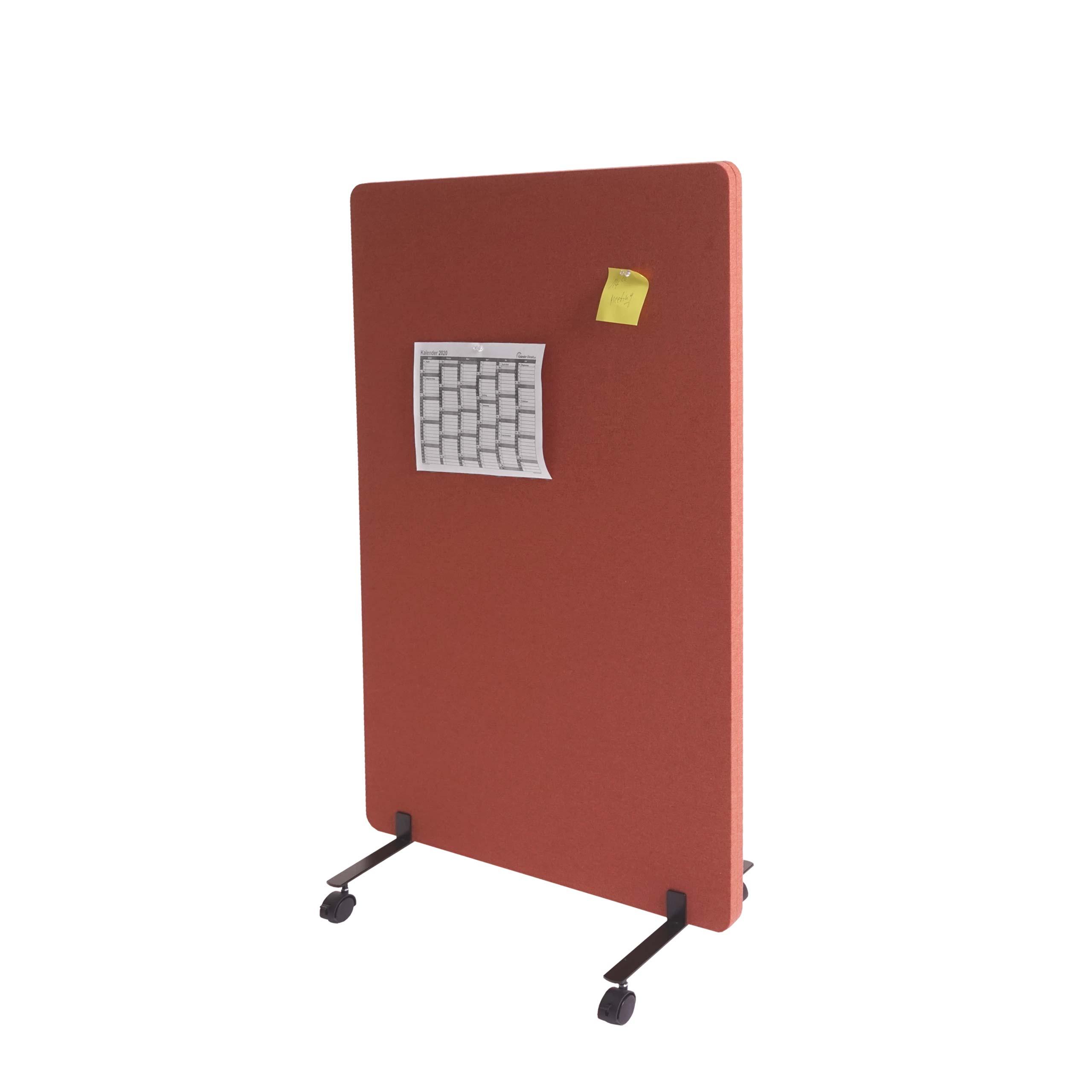 Akustik-Trennwand HWC-G77, Büro-Sichtschutz Raumteiler Pinnwand, doppelwandig rollbar Stoff/Textil ~ 127x80cm braun