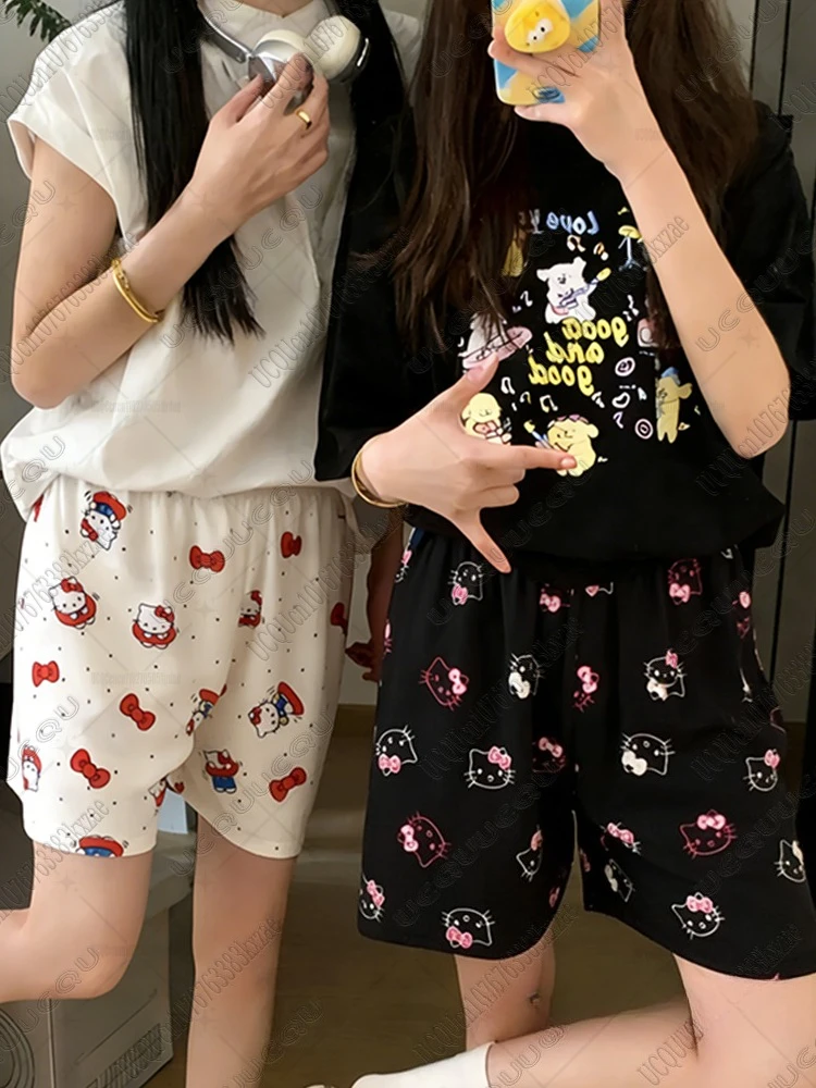 Sanrio Hello Kitty Pant Anime 2026 Sommer Strand Kurze, lockere Freizeitshorts Cartoon Paar Loungewear Damen Home Short Pant.